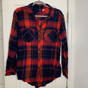 BDG Urban Outfitters Red Blue Plaid Flannel Long Sleeve Shirt Size Medium